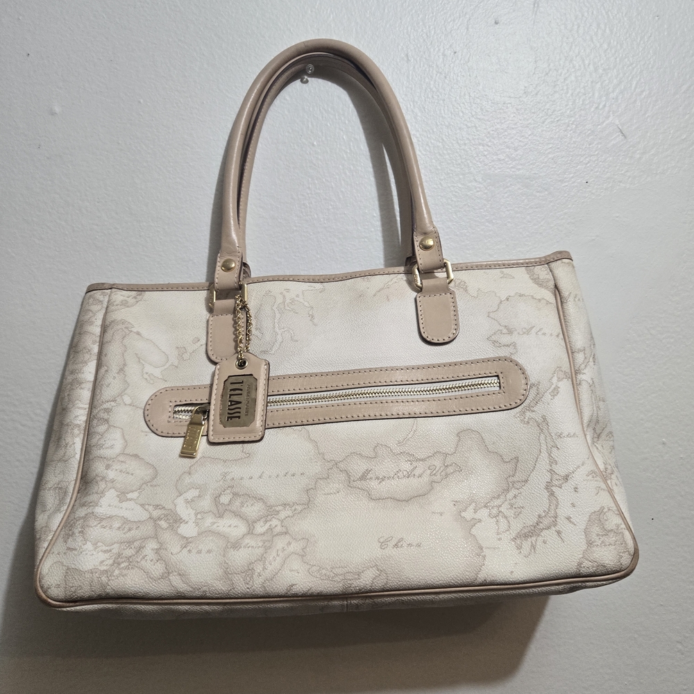 Bag Italy Alviero Martini Elegant Beige Map Print Handbag